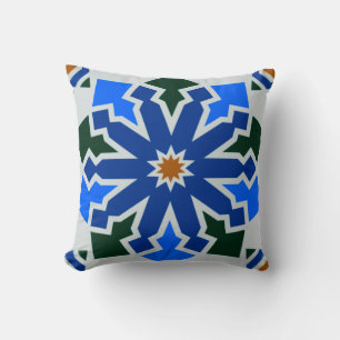 Moroccan Mosaic Tile Flower Arabic Geometric Art 6 Throw Pillow