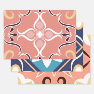 Moroccan Mosaic Tile Patterns Artwork Wrapping Paper Sheet