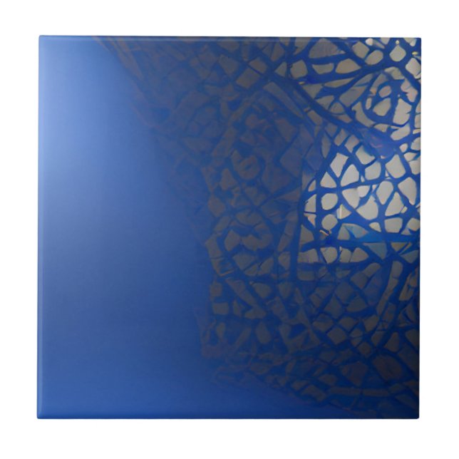Moroccan mosaic trellis blue indigo geometric  tile (Front)