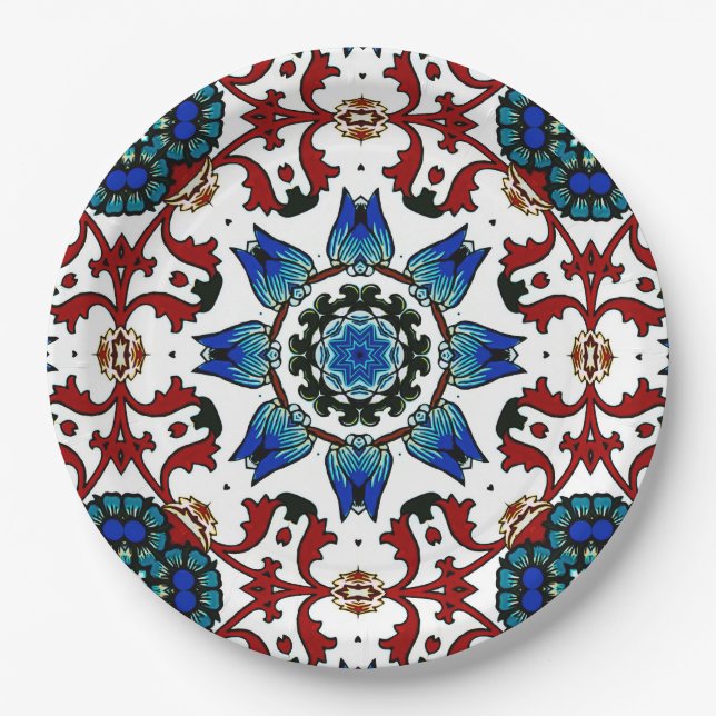 ,Moroccan,mosaic,Turkish, Paper Plate (Front)