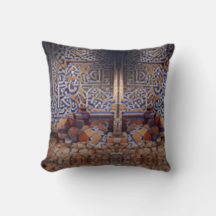 Moroccan mosaic wall geometric art  throw pillow