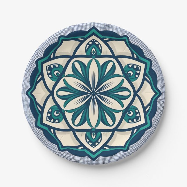 Moroccan mosaics, Decoración andaluza Paper Plate (Front)