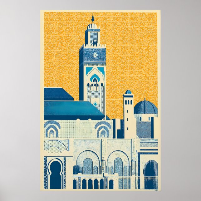 Moroccan Mosque Art Print Islamic Geometric (Front)