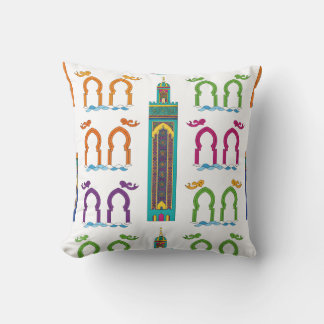 Moroccan Mosque Minaret & Arch Pattern Throw Pillow