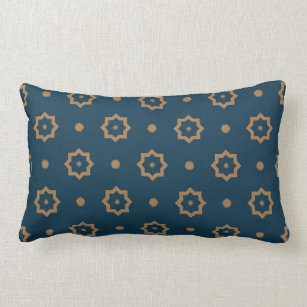 Moroccan Mosque Star Pattern In Gold And Blue Lumbar Pillow