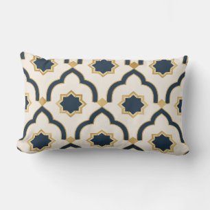 Moroccan mug, navy blue gold, geometric pattern, i lumbar pillow