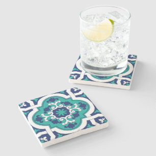 Moroccan Oasis Mosaic for Luxury Mediterranean  Stone Coaster