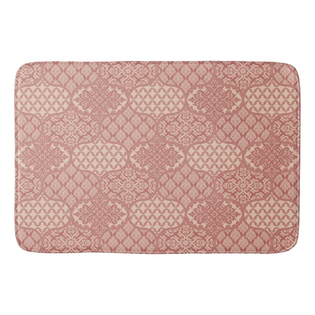 Moroccan Onion Pattern in Terra-Cotta and Linen Bath Mat (Front)