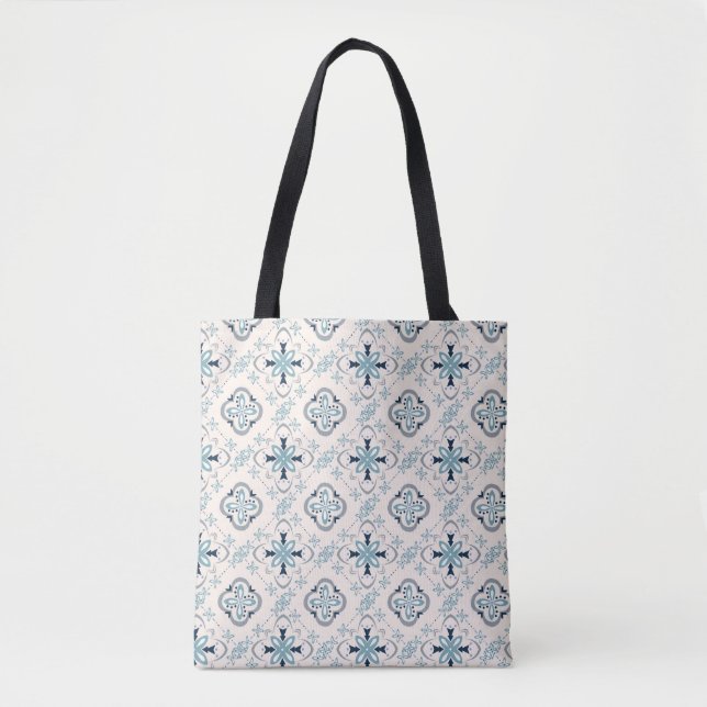 Moroccan ornaments blue cream ethnic stylish East Tote Bag (Front)