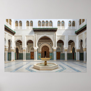 Moroccan Palace Courtyard with Fountain Poster