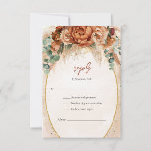 Moroccan Pampas and terracotta floral beach RSVP Card