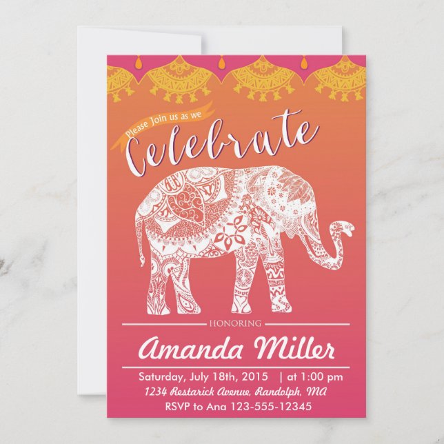 Moroccan Party - Indian Inspiration - India theme Invitation (Front)