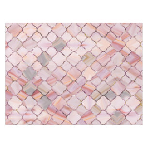 Moroccan Pattern in Marble and quartz crystal Text Tablecloth