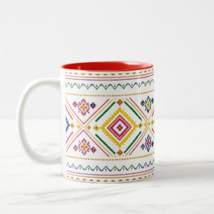 Moroccan Pattern Mug   Boho Tribal Geometric 