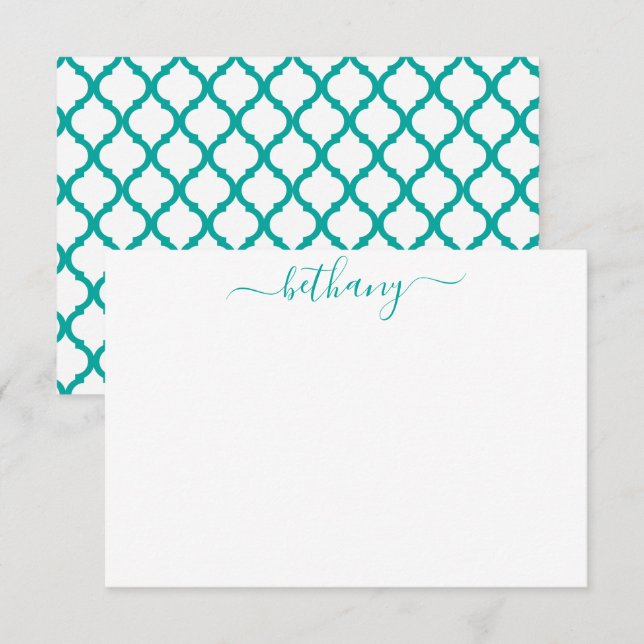 Moroccan Pattern Personalized Note Cards (Front/Back)