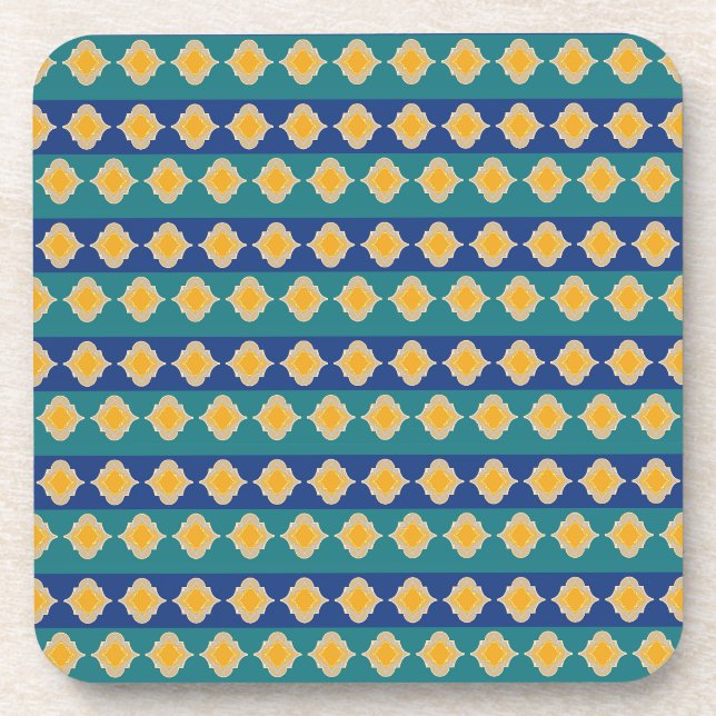 Moroccan peacock hues  coaster (Front)