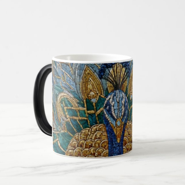 Moroccan Peacock Zellige colour changing mug (Front Left)