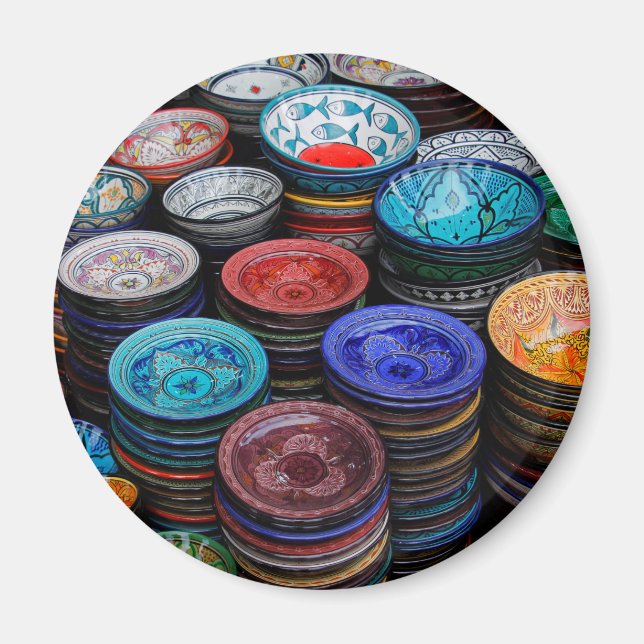 Moroccan Plates At Market Magnet (Front)