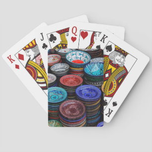 Moroccan Plates At Market Playing Cards