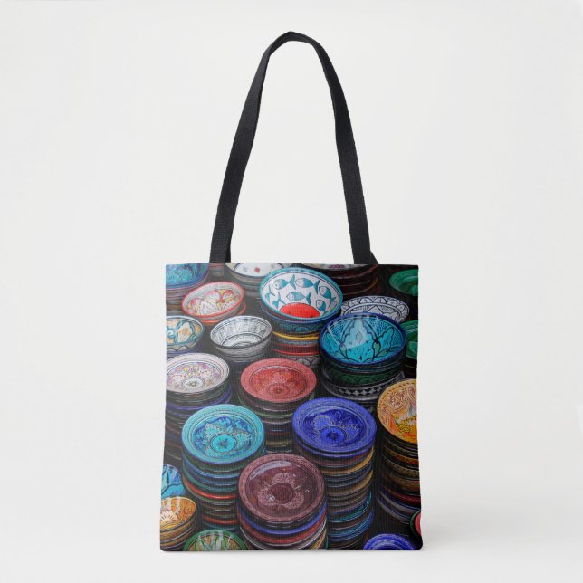 Moroccan Plates At Market Tote Bag (Front)