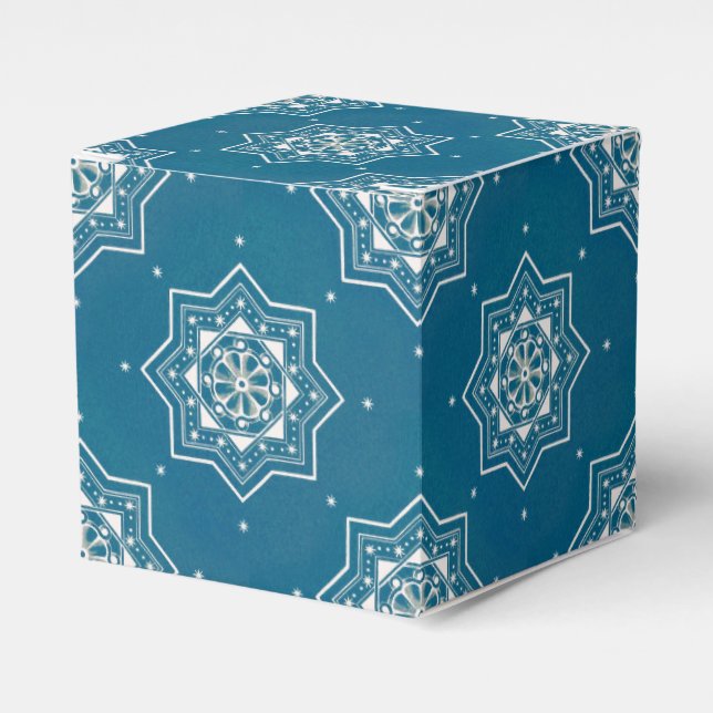 Moroccan Portuguese Blue Azulejos Tile Pattern Favor Box (Front Side)