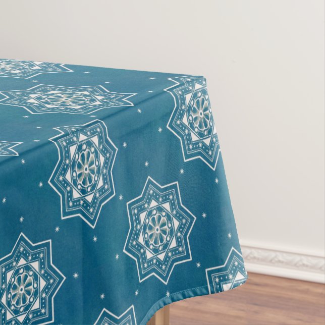 Moroccan Portuguese Blue Azulejos Tile Pattern Tablecloth (In Situ)