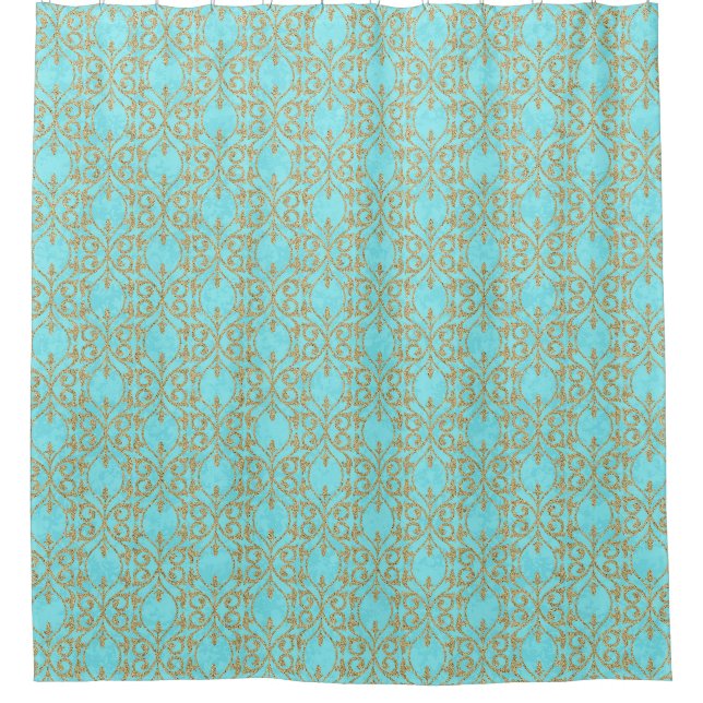 Moroccan Print flourish turquoise aqua gold (Front)
