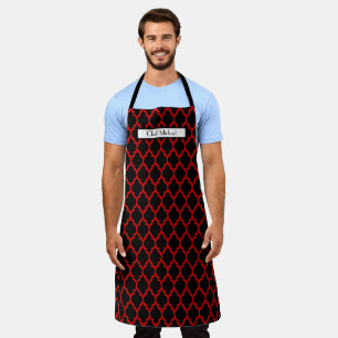 Moroccan Quatrefoil #4 DIY Colours Red Black SV Apron