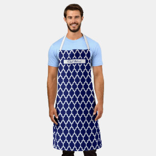 Moroccan Quatrefoil #4 DIY Colours White Navy SV Apron
