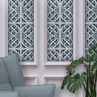 Moroccan Quatrefoil Blue and White Marble