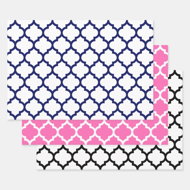 Moroccan Quatrefoil DIY Colours Wrapping Paper Sheet (Set)