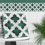 Moroccan Quatrefoil Muted Green and White Marble Tile<br><div class="desc">Moroccan Quatrefoil Muted Green and White Marble</div>