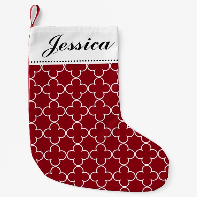 Moroccan quatrefoil pattern Christmas stocking (Front)