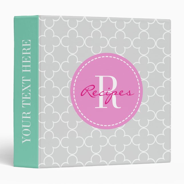 Moroccan quatrefoil pattern recipe binder book (Front/Spine)