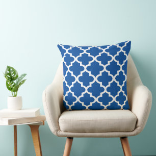 Moroccan Quatrefoil Pattern   Royal Blue Throw Pillow