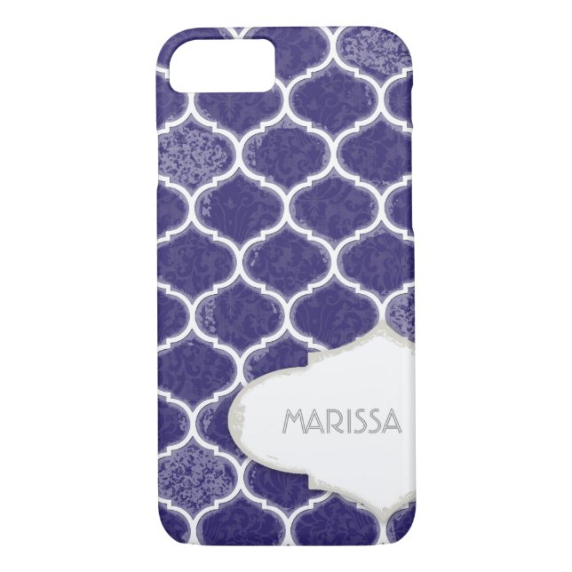 Moroccan Quatrefoil Trellis Antique Grunged Damask Case-Mate iPhone Case (Back)