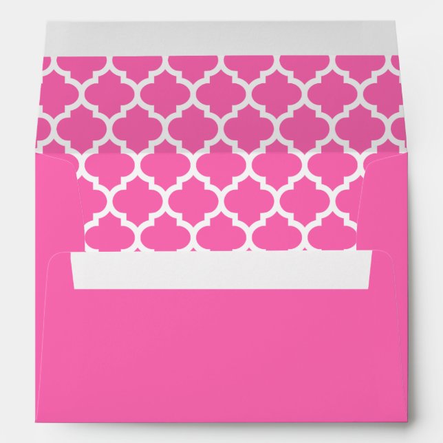 Moroccan Quatrefoil Trellis Pattern #5 Hot Pink Wt Envelope (Back (Bottom))