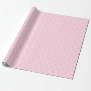 Moroccan Quatrefoil White on Light Pink Wrapping Paper