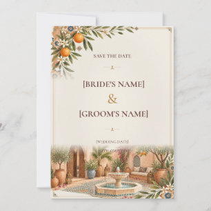 Moroccan Riad Save the Date   Ivory & Terracotta