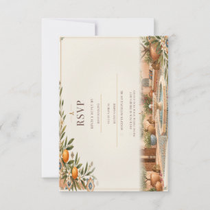 Moroccan Riad Wedding   Terracotta & Zellige RSVP Card