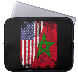 MOROCCAN ROOTS Half American Flag MOROCCO FLAG Laptop Sleeve