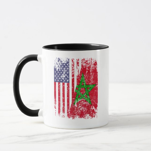 MOROCCAN ROOTS | Half American Flag | MOROCCO FLAG Mug (Left)
