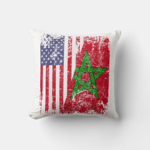 MOROCCAN ROOTS Half American Flag MOROCCO FLAG Throw Pillow