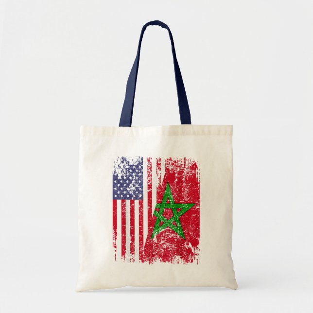 MOROCCAN ROOTS | Half American Flag | MOROCCO FLAG Tote Bag (Front)