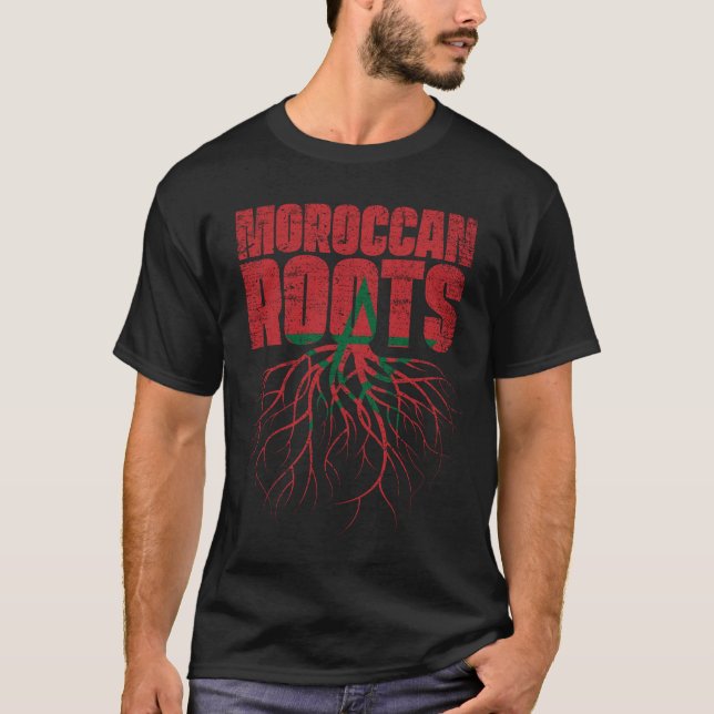 Moroccan Roots Morocco Heritage Flag T-Shirt (Front)