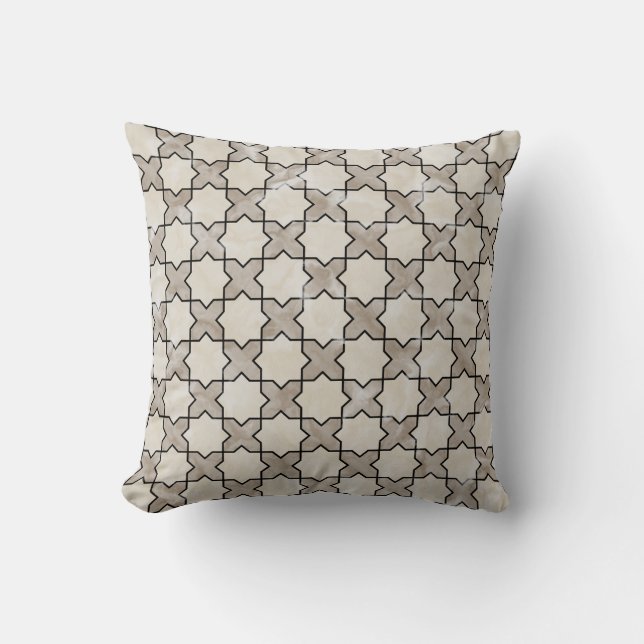 Moroccan Simple Pattern Zellige Tile 1 Grey Big Throw Pillow (Front)