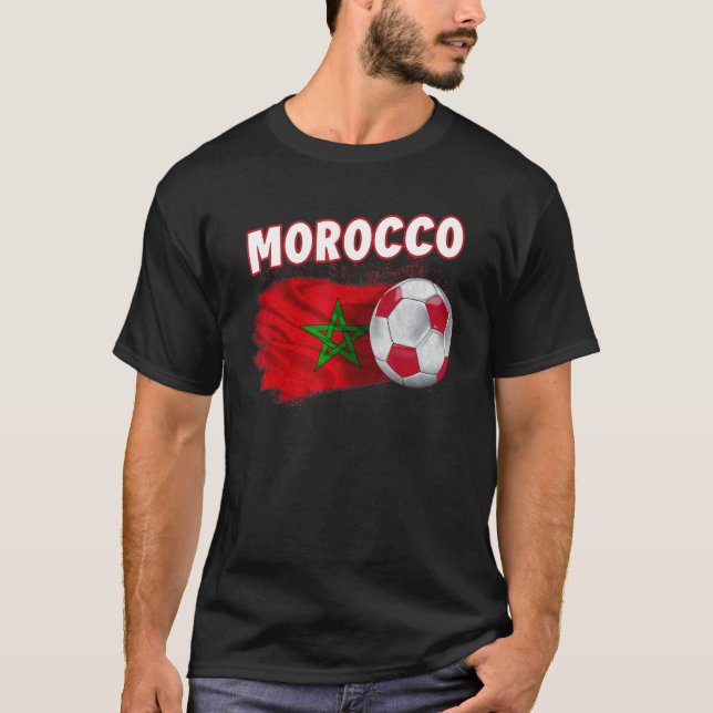 moroccan soccer team men moroccan flag morocco soc T-Shirt (Front)