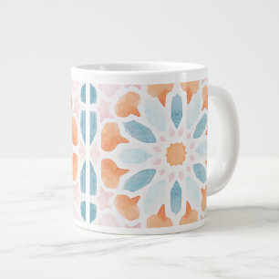 Moroccan style in blue and orange style 2 large coffee mug