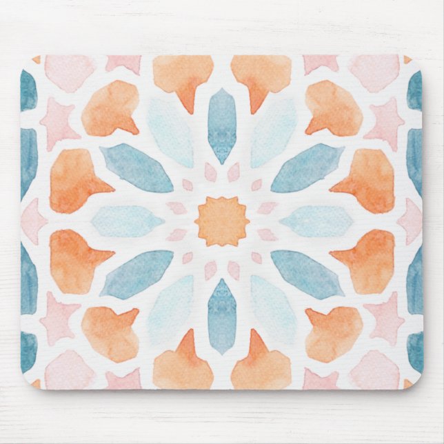Moroccan style  in blue and orange style 2 mouse pad (Front)