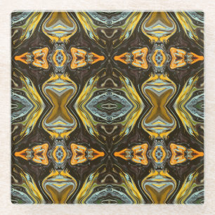 Moroccan style marble in liquid colours glass coaster